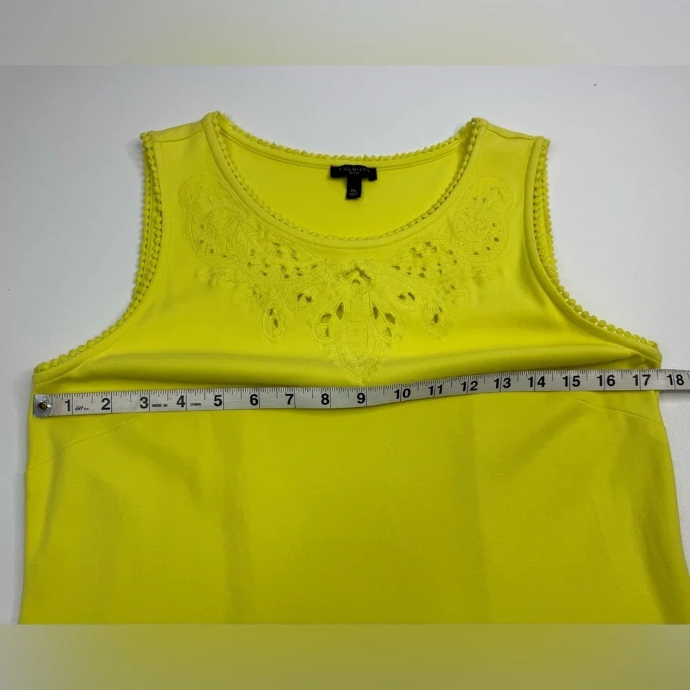 Talbots 100% Cotton Knit Neon Yellow Sleeveless Shift Medium Petite